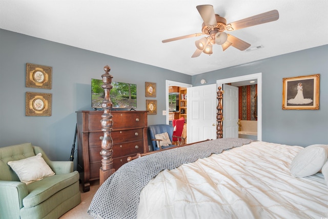 460 River Front St S, Conway, SC 29527 - carpeted bedroom with ceiling fan and connected bathroom