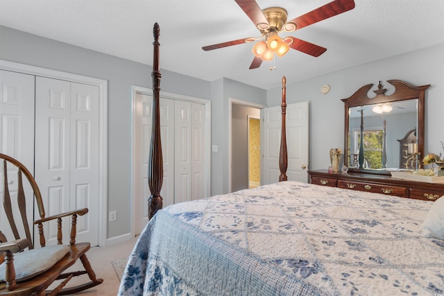 460 River Front St S, Conway, SC 29527 - bedroom with light colored carpet, two closets, and ceiling fan