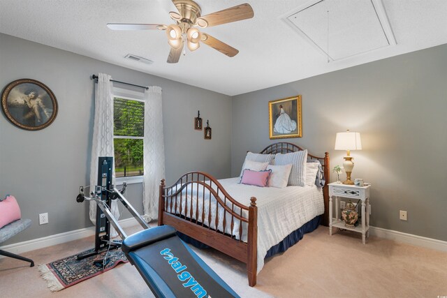 460 River Front St S, Conway, SC 29527 - bedroom featuring attic access, light colored carpet, and ceiling fan