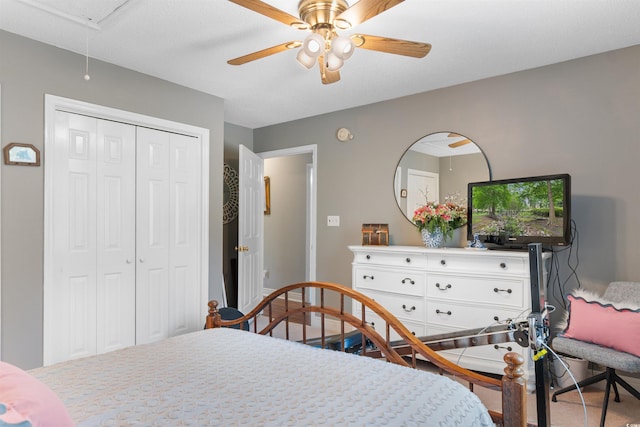 460 River Front St S, Conway, SC 29527 - bedroom with attic access, a ceiling fan, and a closet