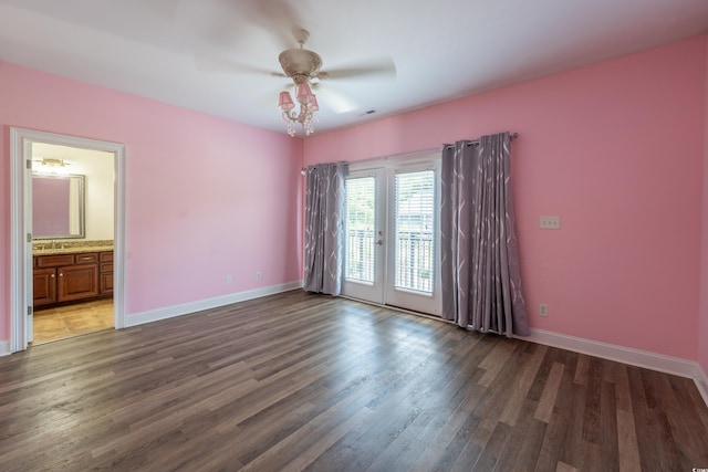 4302 Grande Harbour Blvd Unit 4302, Little River, SC 29566 - unfurnished room with french doors, dark wood-type flooring, and ceiling fan