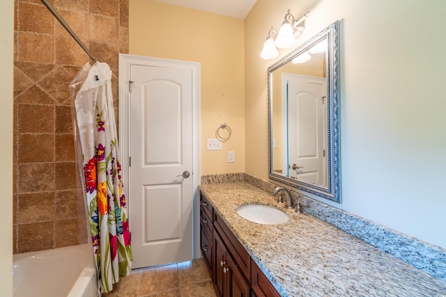 4302 Grande Harbour Blvd Unit 4302, Little River, SC 29566 - bathroom with vanity, shower / bath combination with curtain, and tile patterned flooring