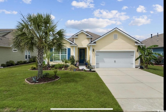 216 Coral Beach Cir, Myrtle Beach, SC 29575 - view of front of house featuring a front lawn, an attached garage, and concrete driveway