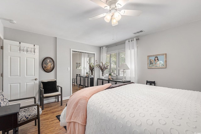 964 Oakwood Ln, Myrtle Beach, SC 29572 - bedroom featuring light wood-type flooring, a closet, and ceiling fan