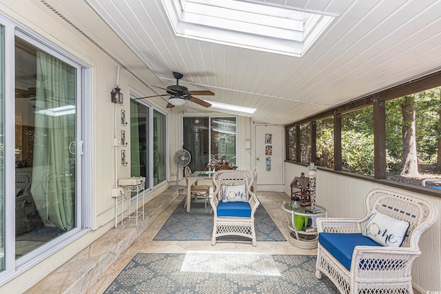 964 Oakwood Ln, Myrtle Beach, SC 29572 - sunroom / solarium featuring a skylight and ceiling fan