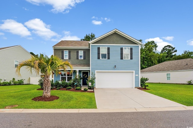 358 Spruce Pine Way, Conway, SC 29526 - craftsman inspired home with concrete driveway, a garage, and a front lawn