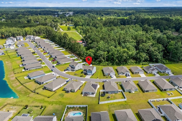 358 Spruce Pine Way, Conway, SC 29526 - aerial perspective of suburban area featuring a nearby body of water and a forest