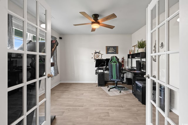 358 Spruce Pine Way, Conway, SC 29526 - office space featuring french doors, light wood-type flooring, and ceiling fan
