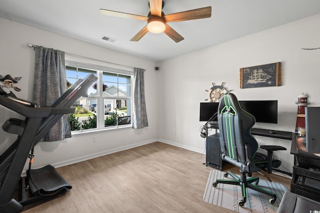 358 Spruce Pine Way, Conway, SC 29526 - home office featuring wood finished floors and a ceiling fan