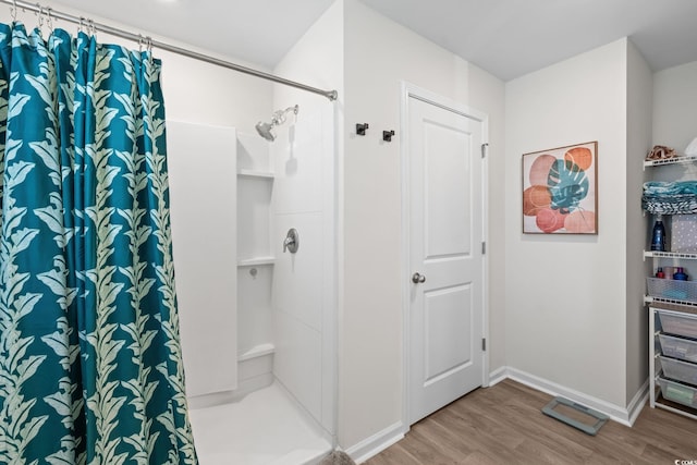 358 Spruce Pine Way, Conway, SC 29526 - full bath featuring wood finished floors and a shower stall
