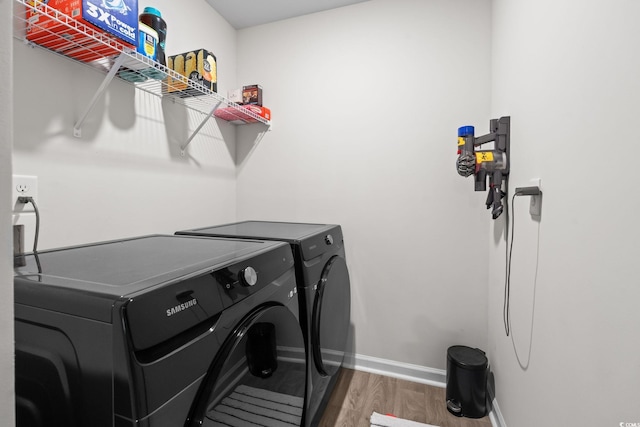 358 Spruce Pine Way, Conway, SC 29526 - laundry room with washer and dryer and wood finished floors
