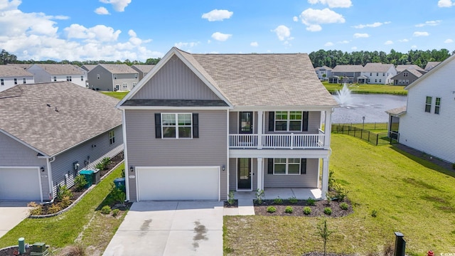 9051 Fort Hill Way, Myrtle Beach, SC 29579 - view of front of property featuring concrete driveway, covered porch, a residential view, and a shingled roof