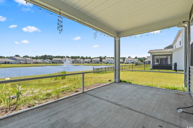 9051 Fort Hill Way, Myrtle Beach, SC 29579 - unfurnished sunroom with a water view and a residential view