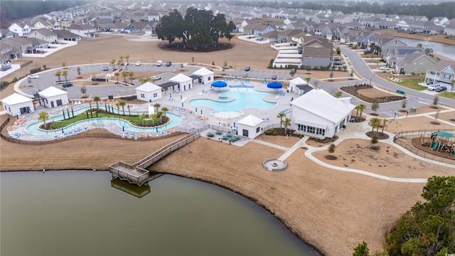 9051 Fort Hill Way, Myrtle Beach, SC 29579 - aerial perspective of suburban area with a pool and a large body of water