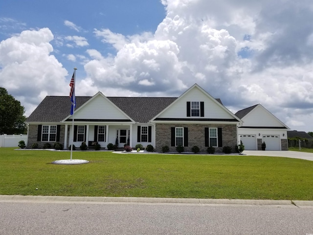 116 Olympus Ln, Conway, SC 29527 - view of front of property featuring driveway, a porch, an attached garage, and a shingled roof