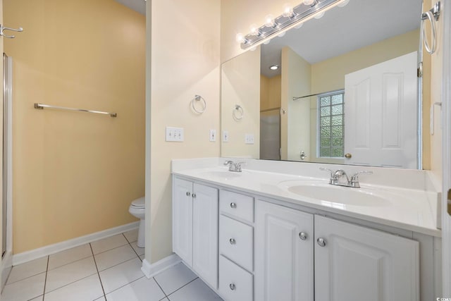 3484 Trailside Dr, Little River, SC 29566 - bathroom with double vanity, tile patterned flooring, and a shower