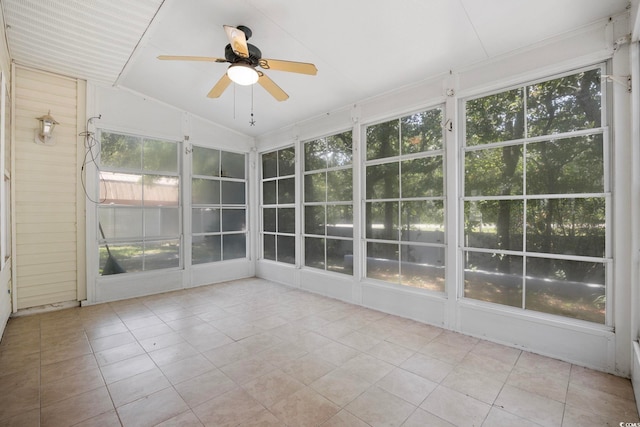 3484 Trailside Dr, Little River, SC 29566 - unfurnished sunroom with ceiling fan and vaulted ceiling