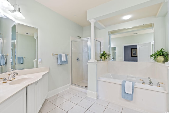 2180 Waterview Dr Unit 332, North Myrtle Beach, SC 29582 - full bath with tile patterned floors, a garden tub, a shower stall, and vanity