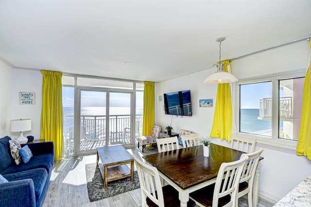 2711 S Ocean Blvd Unit 1522, North Myrtle Beach, SC 29582 - dining room featuring wood finished floors and expansive windows