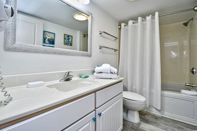 2711 S Ocean Blvd Unit 1522, North Myrtle Beach, SC 29582 - bathroom featuring vanity, wood finished floors, and shower / bath combo
