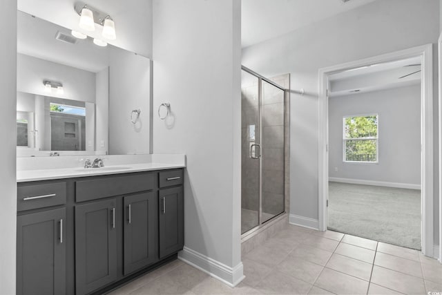 225 Astoria Park Loop, Conway, SC 29526 - full bathroom with vanity, a shower stall, and tile patterned floors