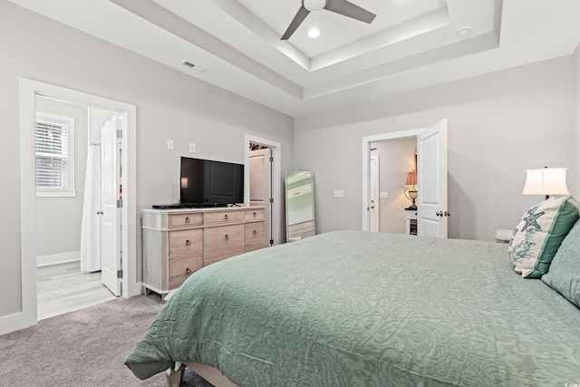 7405 Louisville Rd, Aynor, SC 29511 - bedroom with carpet floors, a raised ceiling, ceiling fan, and recessed lighting