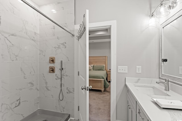 7405 Louisville Rd, Aynor, SC 29511 - bathroom featuring double vanity, ensuite bath, and tiled shower