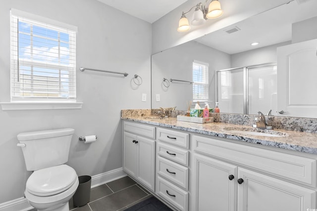 1514-B S Ocean Blvd, Surfside Beach, SC 29575 - full bathroom with double vanity, a shower stall, and tile patterned flooring