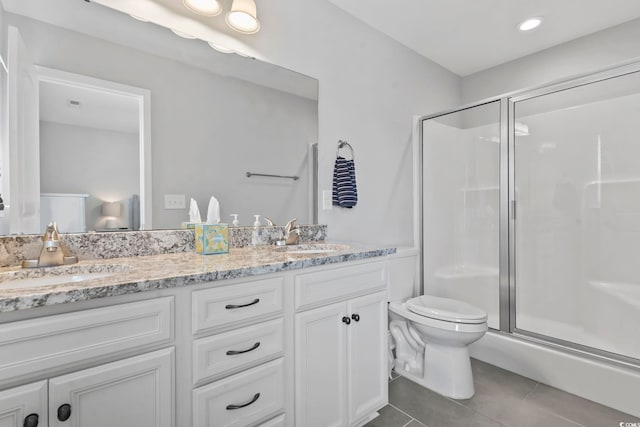 1514-B S Ocean Blvd, Surfside Beach, SC 29575 - full bathroom with tile patterned floors, double vanity, and a stall shower
