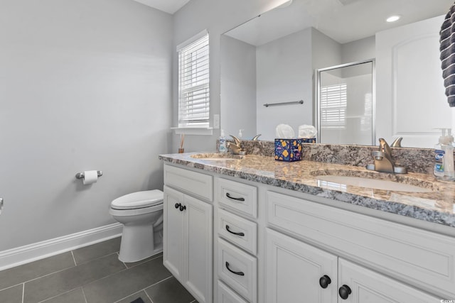 1514-B S Ocean Blvd, Surfside Beach, SC 29575 - full bathroom featuring a shower stall, double vanity, and tile patterned flooring