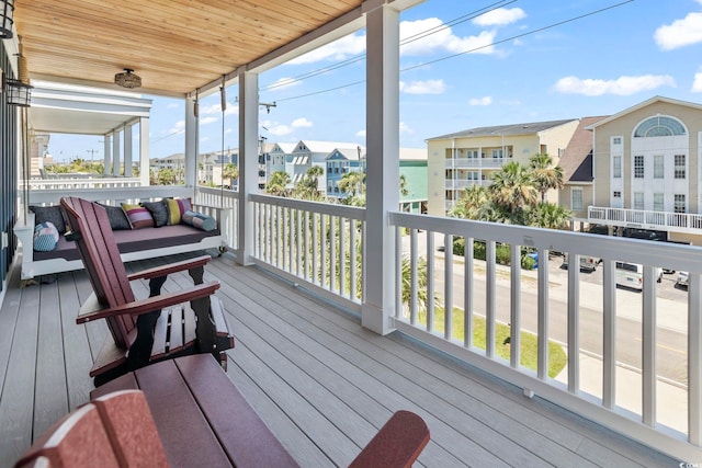 1514-B S Ocean Blvd, Surfside Beach, SC 29575 - wooden terrace featuring a residential view