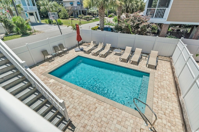 1514-B S Ocean Blvd, Surfside Beach, SC 29575 - view of swimming pool featuring a patio area and a fenced backyard