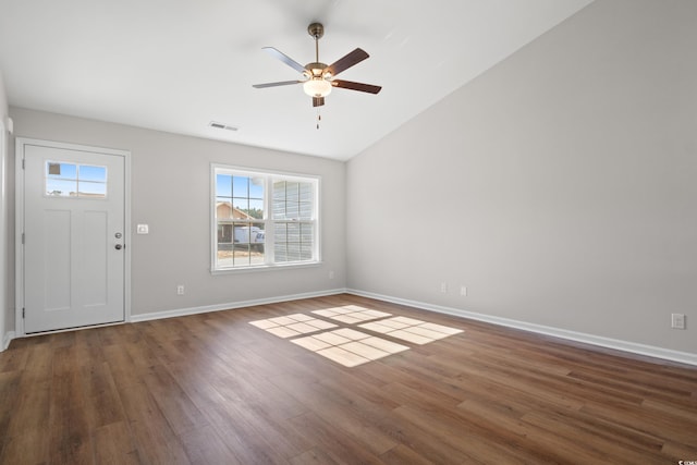 133 Cooper Ln, Georgetown, SC 29440 - entrance foyer featuring a ceiling fan, wood finished floors, and vaulted ceiling