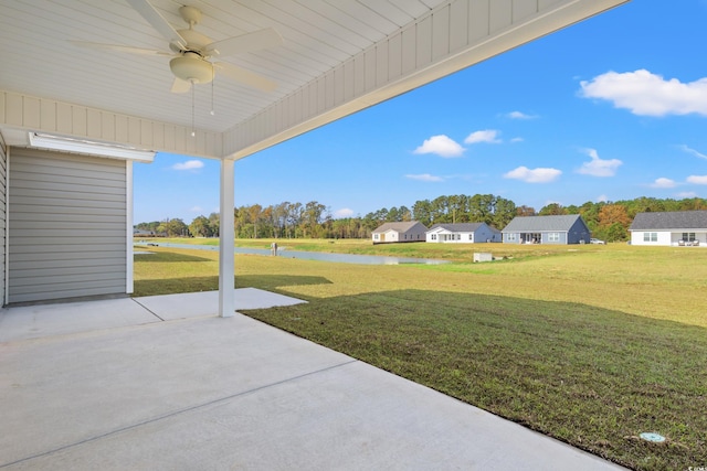 133 Cooper Ln, Georgetown, SC 29440 - view of patio with a water view and ceiling fan