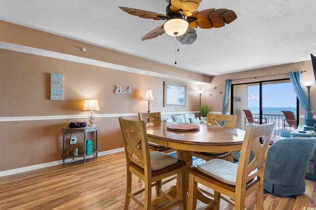 3217 S Ocean Blvd Unit 305, North Myrtle Beach, SC 29582 - dining area featuring light wood-style flooring and a ceiling fan