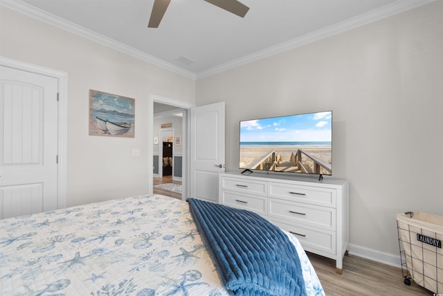 3382 Eversheen Dr, Little River, SC 29566 - bedroom featuring crown molding, wood finished floors, and ceiling fan