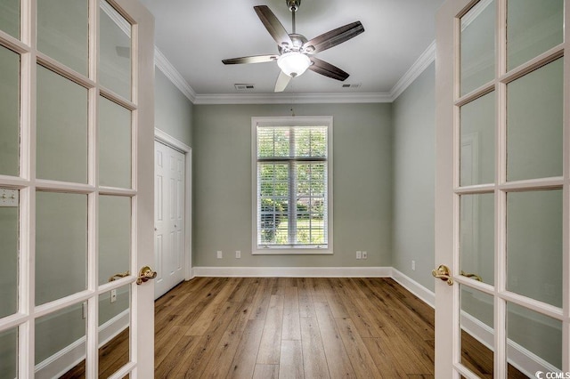 3535 Golf Ave, Little River, SC 29566 - unfurnished room featuring ornamental molding, hardwood / wood-style flooring, and ceiling fan