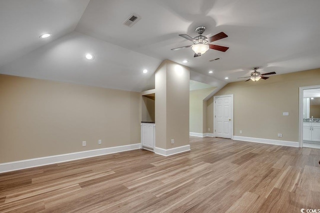 3535 Golf Ave, Little River, SC 29566 - bonus room with ceiling fan, vaulted ceiling, light wood-style floors, and recessed lighting