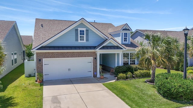 756 Culbertson Ave, Myrtle Beach, SC 29577 - view of front facade featuring brick siding, driveway, a front yard, and a shingled roof