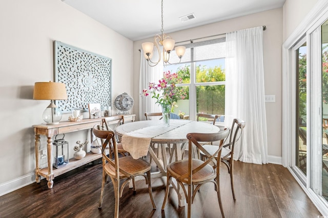 756 Culbertson Ave, Myrtle Beach, SC 29577 - dining room with a chandelier, healthy amount of natural light, and dark wood finished floors