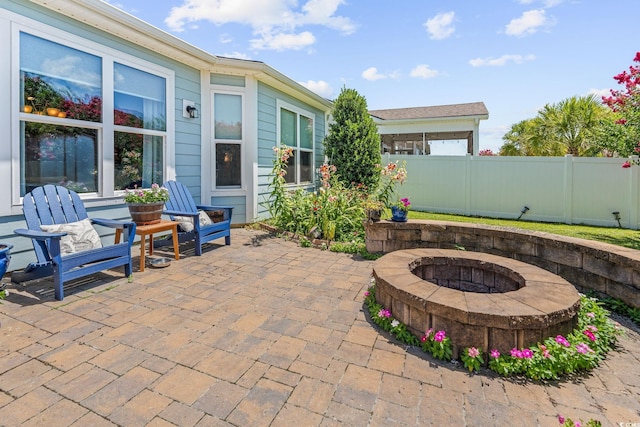 756 Culbertson Ave, Myrtle Beach, SC 29577 - view of patio / terrace with a fire pit