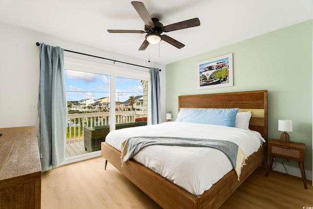 5700 Nixon St, North Myrtle Beach, SC 29582 - bedroom featuring access to outside, light wood-style flooring, and ceiling fan