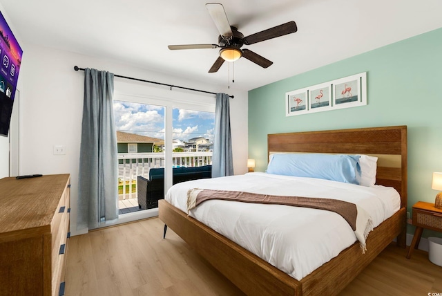 5700 Nixon St, North Myrtle Beach, SC 29582 - bedroom with access to outside, light wood-style floors, and a ceiling fan