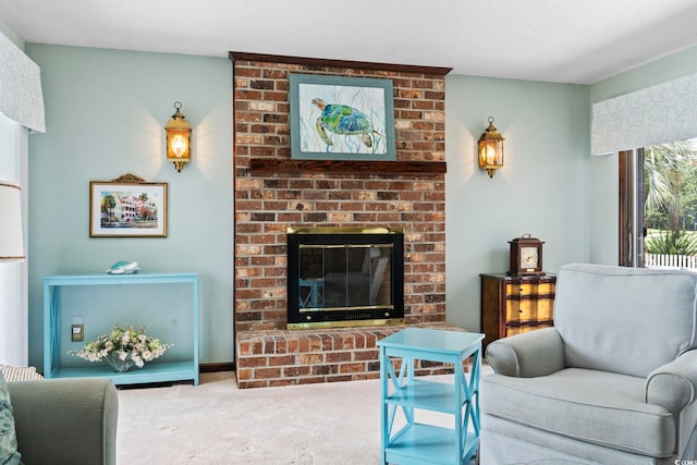 218 Lander Dr, Conway, SC 29526 - carpeted living area with a fireplace