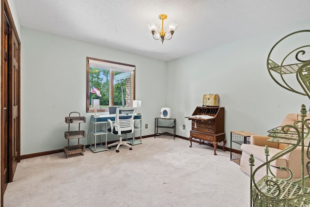 218 Lander Dr, Conway, SC 29526 - office with a chandelier, carpet floors, and a textured ceiling