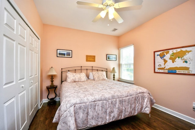 434 Deerfield Links Dr, Surfside Beach, SC 29575 - bedroom featuring a closet, wood finished floors, and ceiling fan