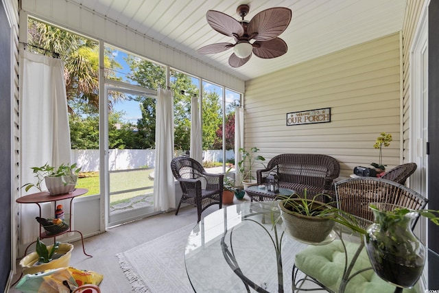 371 Sea Turtle Dr, Myrtle Beach, SC 29588 - sunroom with ceiling fan and outdoor lounge area
