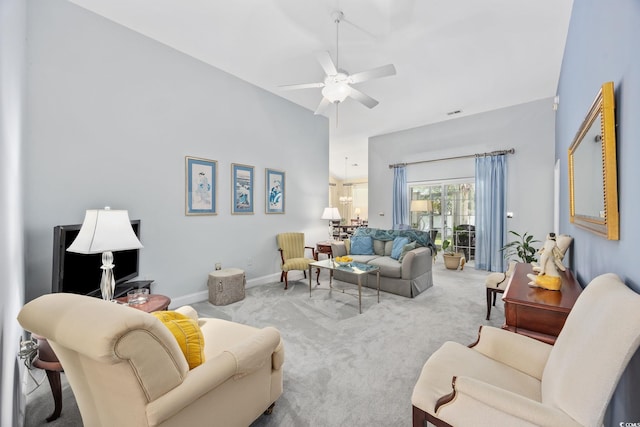 371 Sea Turtle Dr, Myrtle Beach, SC 29588 - carpeted living area with ceiling fan and baseboards