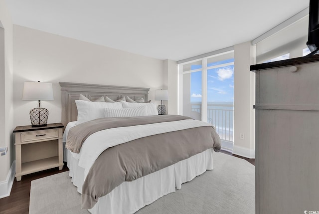 2701 S Ocean Blvd Unit 705, North Myrtle Beach, SC 29582 - bedroom featuring dark wood-style flooring and a water view