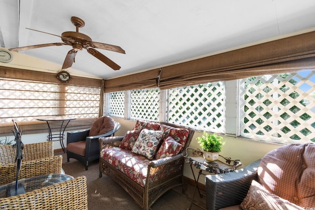 503 Plantation Dr, Surfside Beach, SC 29575 - sunroom / solarium featuring healthy amount of natural light, ceiling fan, an outdoor hangout area, and lofted ceiling